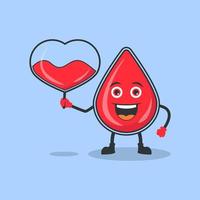 gráfico de vetor de ilustração de personagens de sangue bonito segurar o amor. ótimo design para o dia mundial do sangue