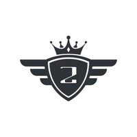 inspiração de design de logotipo de emblema de vitória de esporte real número 2 vetor