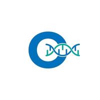 letra inicial o elemento de modelo de design de logotipo de ícone de DNA genético. ilustração biológica vetor