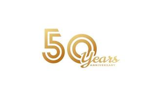 Celebração de aniversário de 50 anos com cor dourada de caligrafia para evento de celebração, casamento, cartão de felicitações e convite isolado no fundo branco vetor