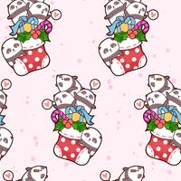 Pandas feliz kawaii sem costura está em um padrão de meia vetor