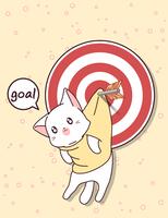 Gato Kawaii e gol com flecha vetor