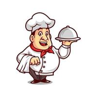 desenho vetorial de um chef mestre vestindo a camisa do chef sorrindo vetor