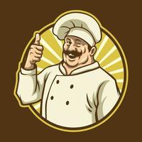 desenho vetorial de um chef mestre vestindo a camisa do chef sorrindo vetor