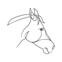 desenho de linha contínua de cabeça de cavalo vetor