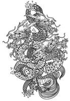 desenho de desenho de mão de dragão de arte de tatuagem vetor