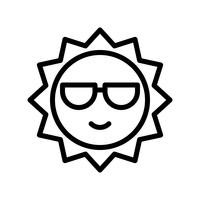 Vetor de sol, ícone de estilo de linha relacionada tropical