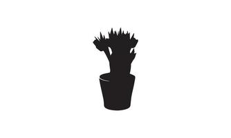 design de logotipo de ilustração vetorial de planta preto e branco vetor