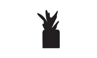design do logotipo da ilustração vetorial de plantas preto e branco vetor