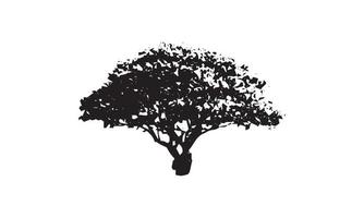 design de logotipo de ilustração vetorial de árvore preto e branco vetor