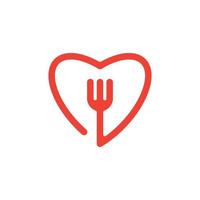 conceito de logotipo de amor de comida vetor