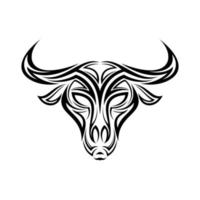 vetor de desenho de tatuagem de cabeça de búfalo selvagem