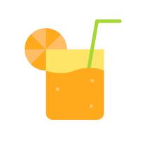 Vetor de suco de laranja, ícone de estilo plano relacionado tropical