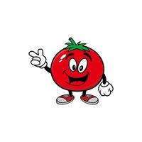 mascote de personagem de tomate de fruta bonito dos desenhos animados vetor