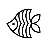 Vetor de peixe do mar, ícone de estilo de linha tropical relacionados