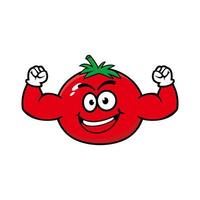 mascote de personagem de tomate de fruta bonito dos desenhos animados vetor