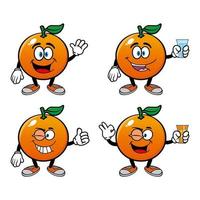 conjunto de coleção sorridente personagem de mascote de desenho animado laranja. ilustração vetorial isolada no fundo branco vetor