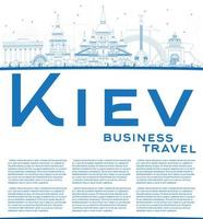 contorno do horizonte de kiev com marcos azuis e espaço de cópia. vetor