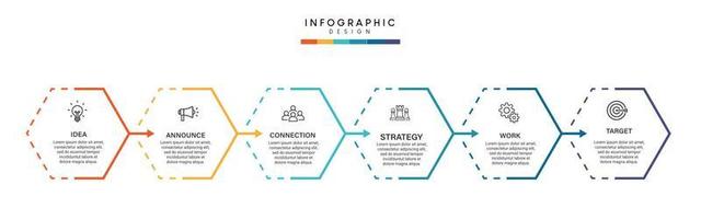 etapas design de modelo infográfico de processo de cronograma de visualização de dados de negócios com ícones vetor