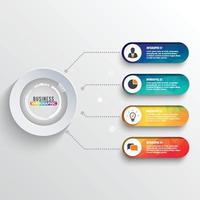 vetor de design de infográficos de linha do tempo e ícones de marketing podem ser usados para layout de fluxo de trabalho, diagrama, relatório anual, web design. conceito de negócio com 4 opções, etapas ou processos.