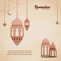 ilustração em vetor ramadan kareem cartão com lanterna. tradução é generoso ramadã