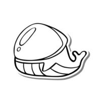 monocromático de baleia espacial bonito dos desenhos animados. doodle na silhueta branca e sombra cinza. ilustração vetorial sobre animais aquáticos para qualquer projeto. vetor