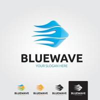 modelo de logotipo de onda azul mínimo - vetor