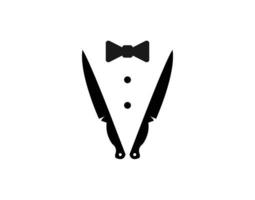 gravata borboleta, smoking, facas, colher garfo restaurante jantar inspiração design de logotipo vetor