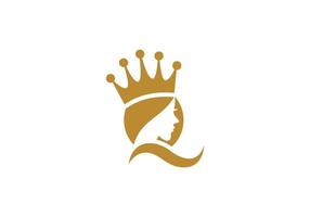 ilustração lindo rosto rainha ícone logotipo símbolo design vetor