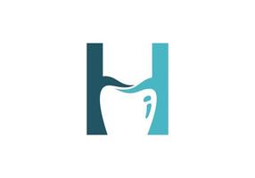 letra h ou modelo de design de logotipo dental para clínica vetor