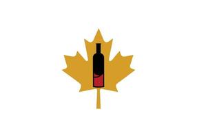 vinho canadense ou vinho de bordo com inspiração de design de logotipo de outono dourado vetor