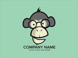 logotipo de desenho de cabeça de macaco com óculos vetor