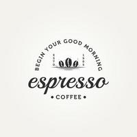 design de logotipo vintage de crachá de café expresso vetor