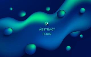 forma líquida fluida de cor azul verde neon 3d abstrata em fundo azul escuro com espaço de cópia. conceito futurista moderno. vetor eps10.