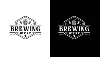 design de logotipo de distintivo de rótulo vintage retrô clássico cervejaria para restaurante vetor