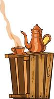 mesa de chá chaleira xícara vintage velho vapor marrom
