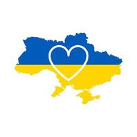 mapa da ucrânia com o ícone de um coração. ilustração vetorial. vetor