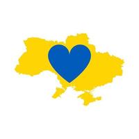 mapa da ucrânia com o ícone de um coração. ilustração vetorial. vetor