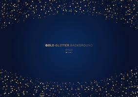 Círculos de glitter dourados festivo na obscuridade - fundo azul com espaço para seu texto. vetor