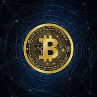 símbolos de moeda digital bitcoin dourado, dinheiro digital futurista, vetor