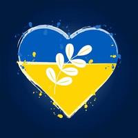 ilustração, coração aquarela azul-amarelo e um galho com folhas, um símbolo da bandeira da ucrânia. banner, cartaz, ícone vetor