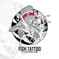 ilustração de tatuagem de peixe.eps vetor