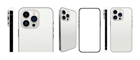 conjunto realista de layouts de cor prata do smartphone isolados em um fundo branco. ilustração vetorial vetor