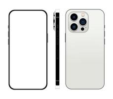 conjunto realista de layouts de cor prata do smartphone isolados em um fundo branco. ilustração vetorial vetor