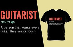 design de camiseta de definição engraçada de guitarrista vetor