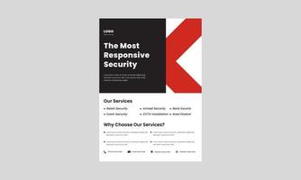 modelo de design de folheto de serviço de segurança. design de cartaz de serviço de segurança privada. cartaz de soluções de serviços de segurança, design de folheto. vetor
