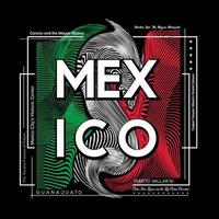 t-shirt do méxico e design gráfico de pôster em estilo abstrato. ilustração vetorial vetor