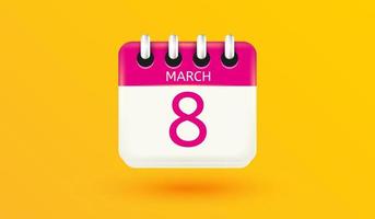 8 de março, cartão do dia internacional da mulher do ícone do calendário. número em forma de oito grandes com estilo de ilustração vetorial 3d de fundo de sombra