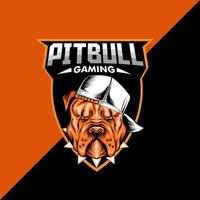 modelo de logotipo de mascote pitbull. texto editável, camada e cores vetor