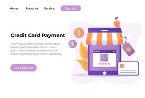 página de destino do pagamento com cartão de crédito vetor